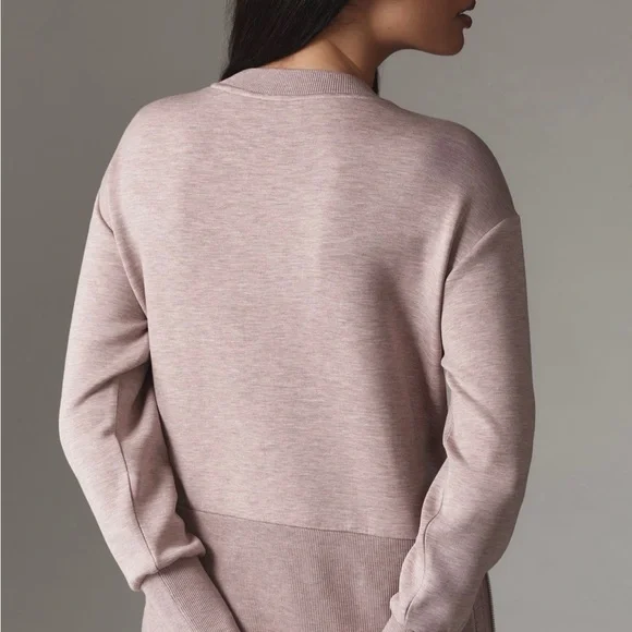 NWT Varley Anthropologie Lowry Longline Double soft Sweatshirt light mauve s - Picture 3 of 6